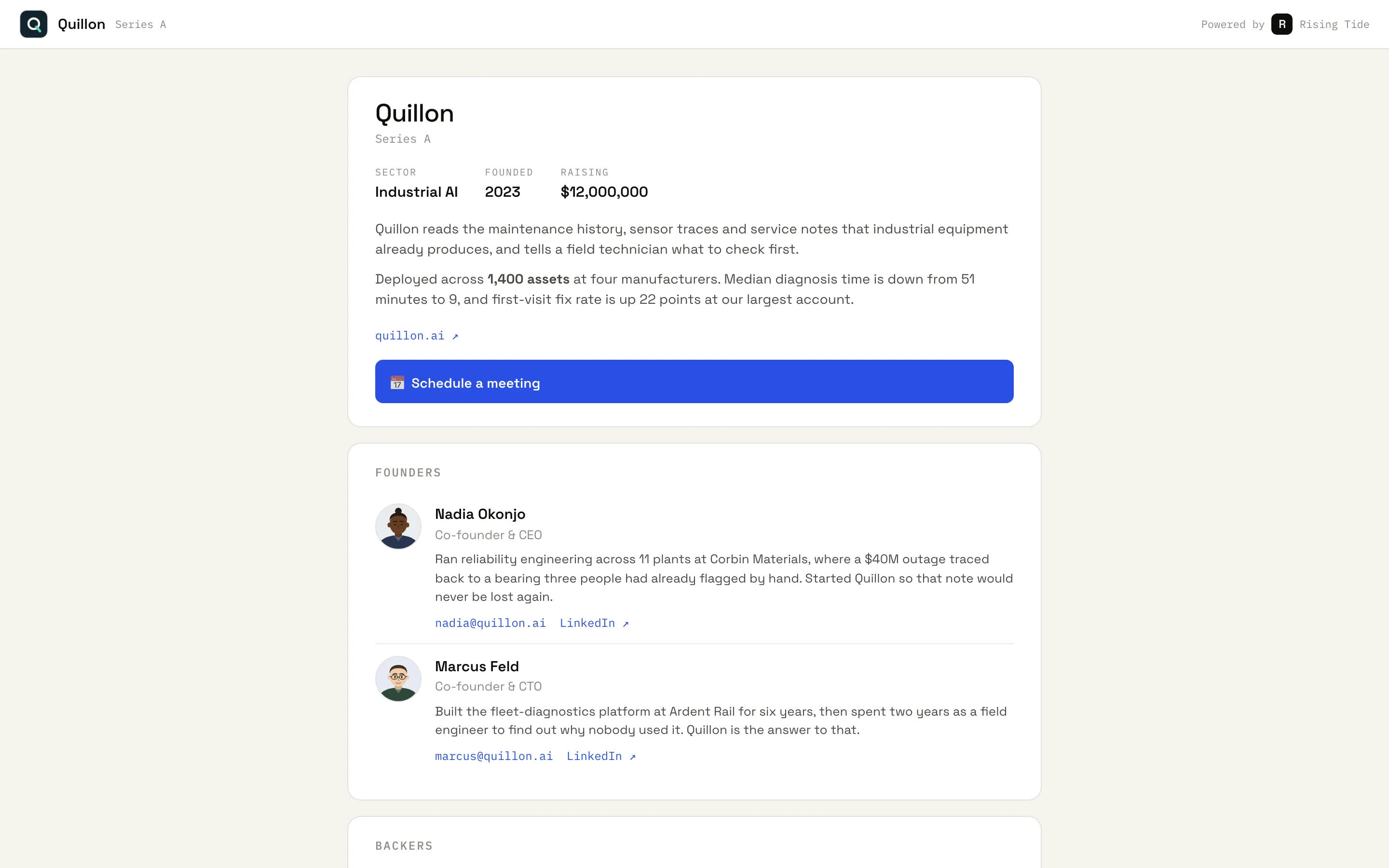 A hosted data room with per-document engagement